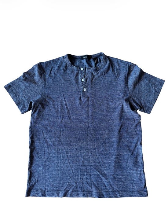 Theory Other - Theory Mens Small Essential Henley Jersey T Shirt Blue Striped Short Sleeve
